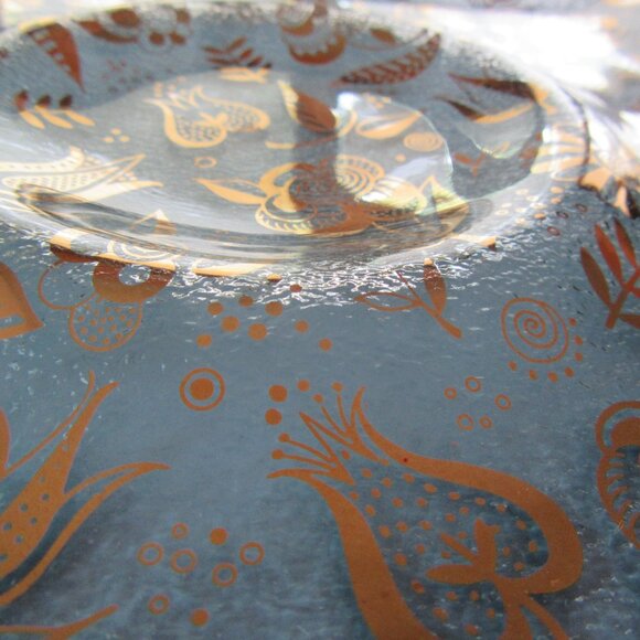 Vintage Georges Briard 22K Gold glass Tray Persian Garden pattern 9 3/4" - Picture 6 of 11